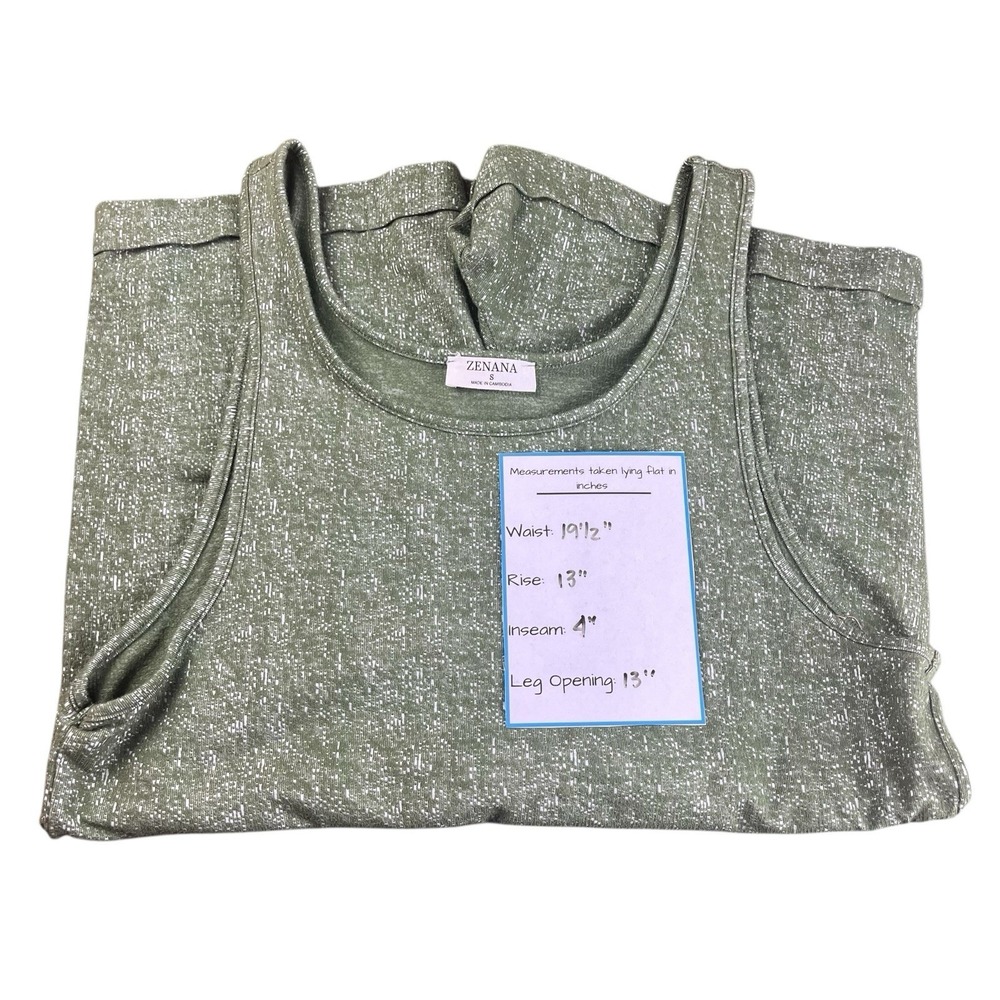 Zenana Cotton/Poly Overalls Shorts Pockets Casual Summer Outfit Green Size Small - Picture 3 of 6
